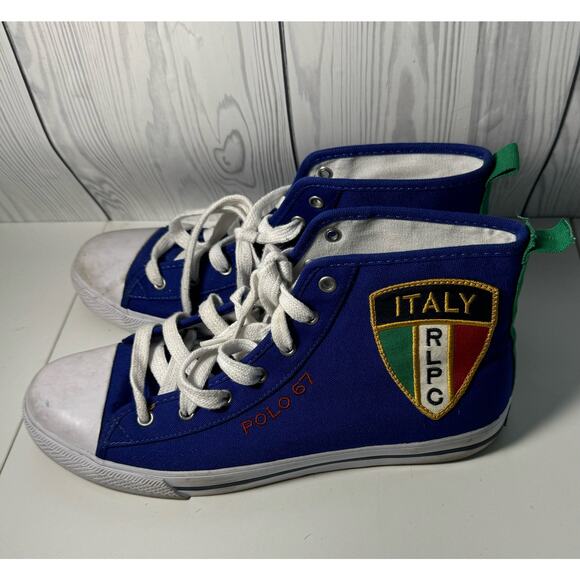 Ralph Lauren Polo 67 Italy Rudy Blue High Top  Men Size 11D Sneakers (READ) - Picture 3 of 11
